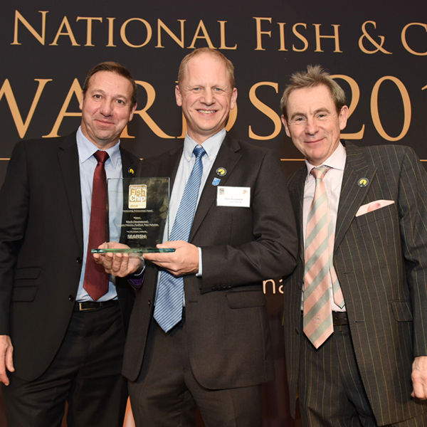Mark Drummond receiving his National Fish and Chip Awards
